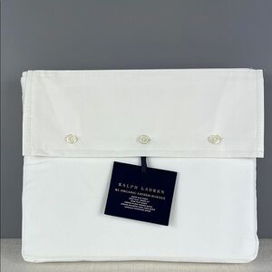 Ralph Lauren Organic Sateen Border Queen Flat Sheet Parchment 96 x 108 NEW
